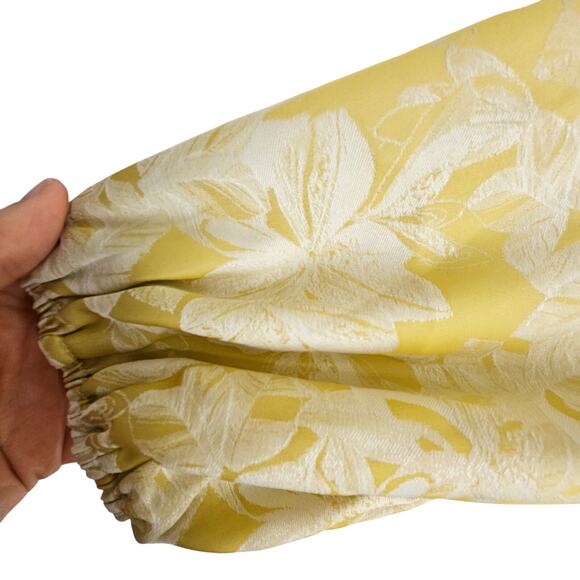 Fate Dress Women XL Peasant Sleeve Pintuck Deep Vneck Floral Mini Feminine Chic - Picture 5 of 10